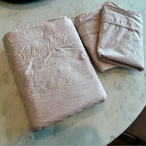 pottery barn organic cotton pink top sheet and 2 pillowcases, cotton sheet